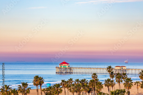Huntington Beach Pier at sunrise photo