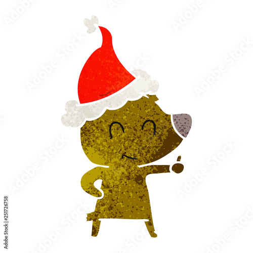 female bear retro cartoon of a wearing santa hat © lineartestpilot