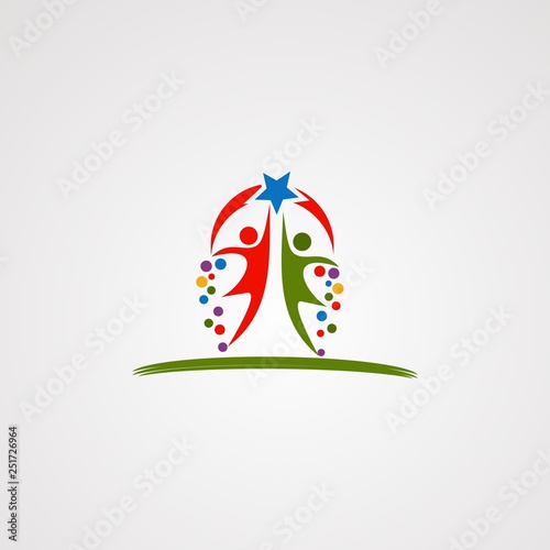 happy moment kid logo vector, icon, element, and template for company