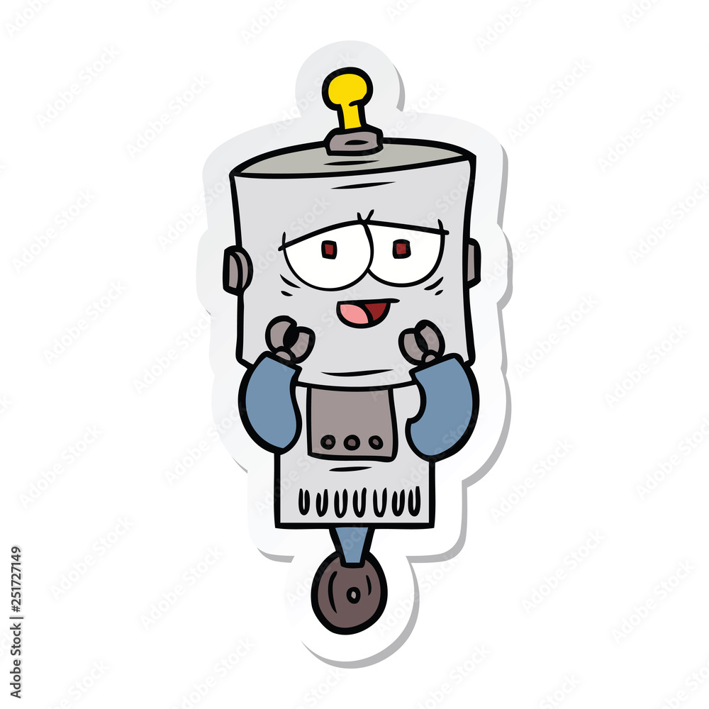 sticker of a cartoon robot sticker of a cartoon robot