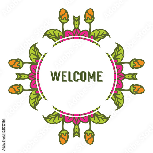 Vector illustration pink bouquet frame for welcome invitation hand drawn