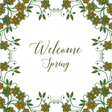 Vector illustration welcome card with leaf floral frame pattern hand drawn