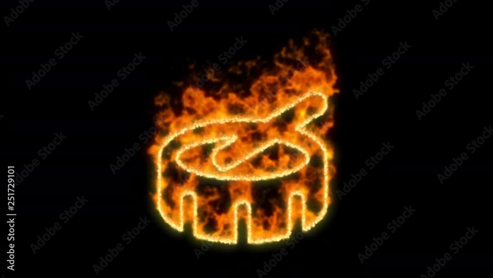 drum symbol inflames. Then disappears. In - Out loop. Alpha channel Premultiplied - Matted with color black drum symbol inflames. Then disappears. In - Out loop. Alpha channel Premultiplied - Matted with color black