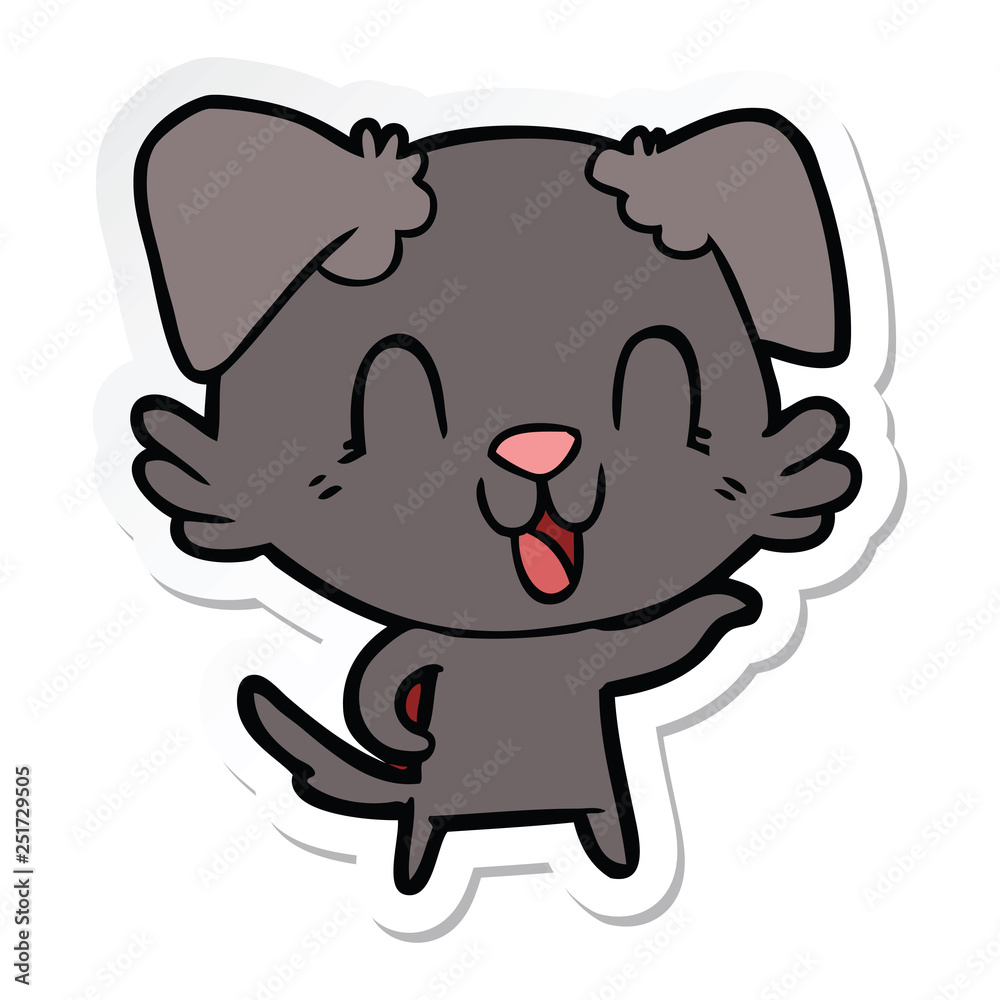 sticker of a laughing cartoon dog sticker of a laughing cartoon dog