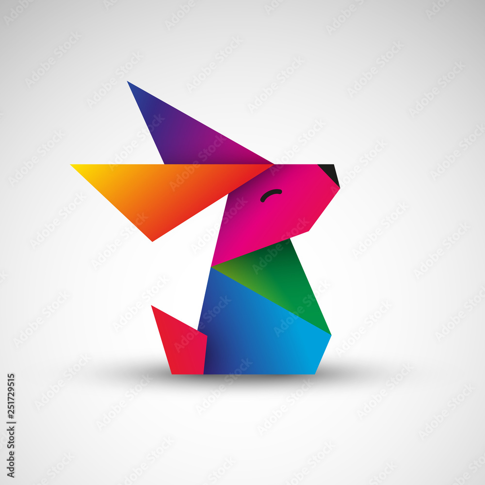 królik origami wektor - obrazy, fototapety, plakaty 