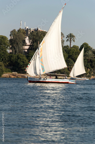 Yachts sails on the Nil river, Egipt