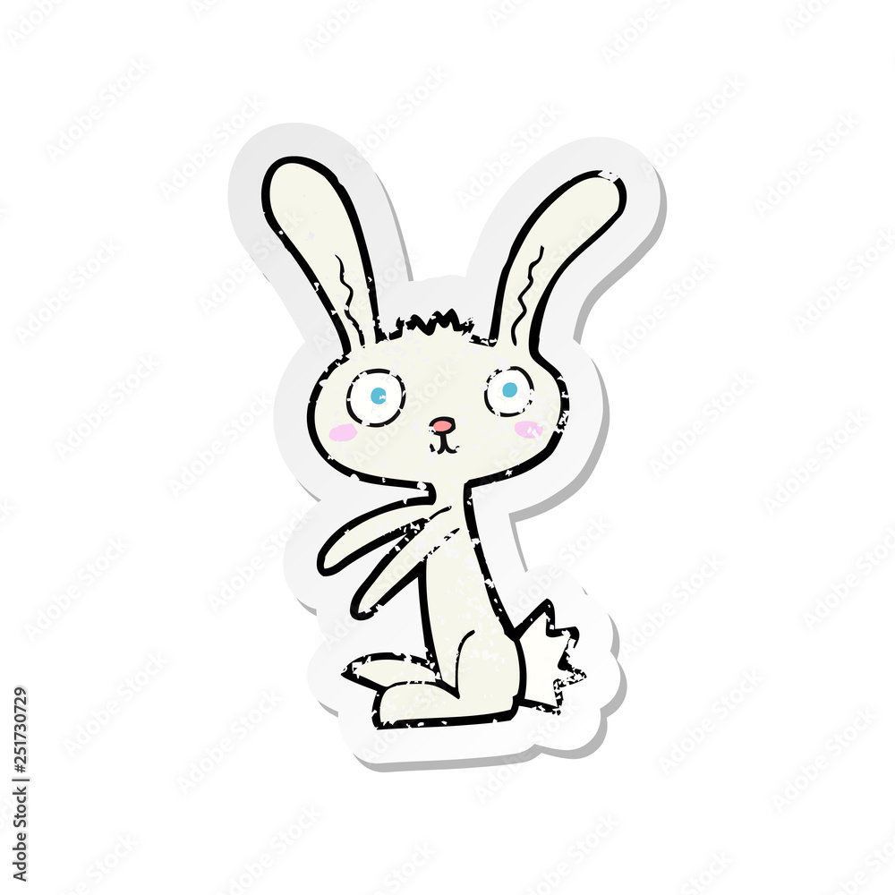 retro distressed sticker of a cartoon rabbit retro distressed sticker of a cartoon rabbit