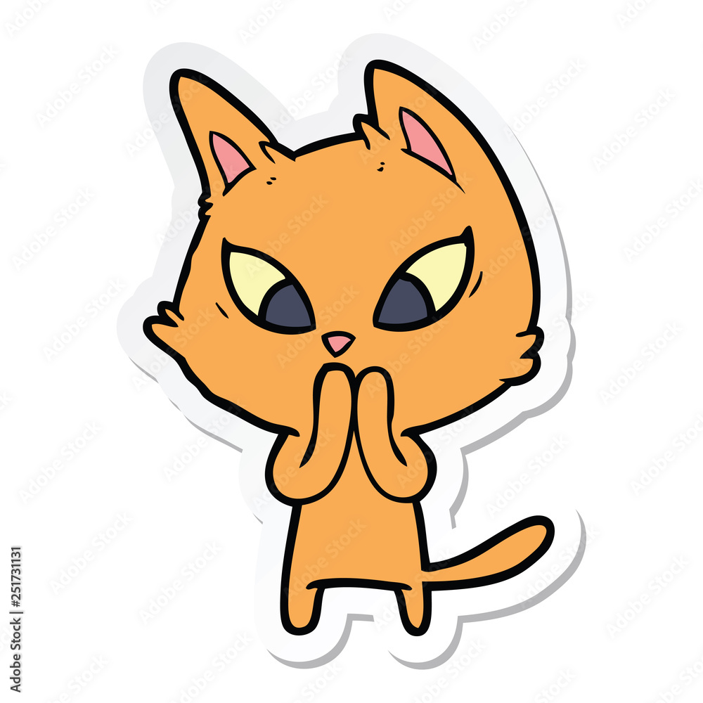 sticker of a confused cartoon cat sticker of a confused cartoon cat