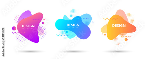 Set of blue, purple and orange abstract templates for design.