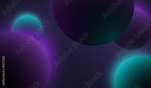 Purple abstract background with shiny 3d balls.