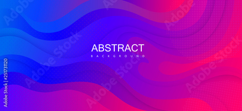 Pink and blue spectrum banner with abstract wavy pattern.
