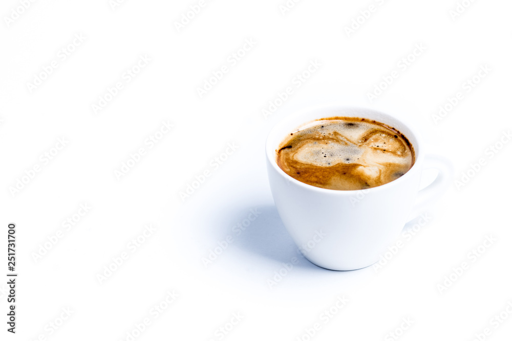 Cup with coffee beans on white background Cup with coffee beans on white background