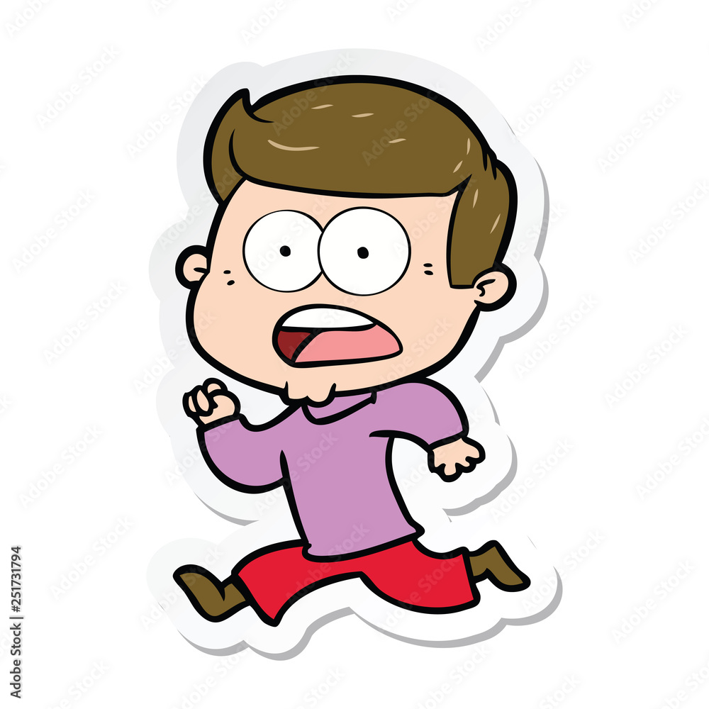 sticker of a cartoon shocked man sticker of a cartoon shocked man