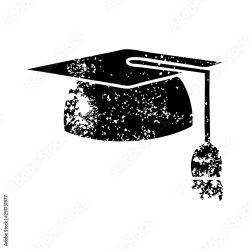distressed symbol graduation hat