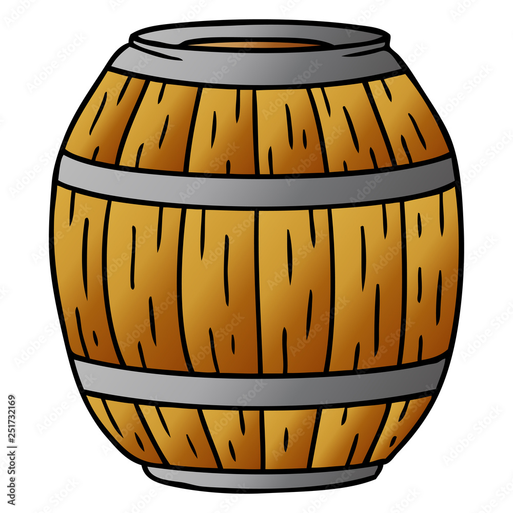 gradient cartoon doodle of a wooden barrel gradient cartoon doodle of a wooden barrel