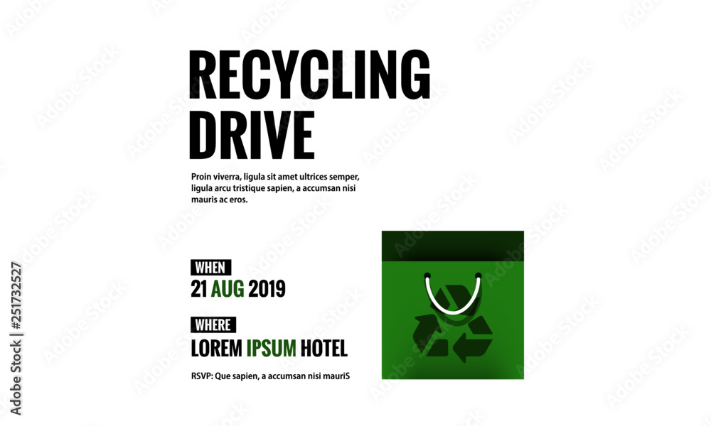 Recycling Drive Invitation Design with Where and When Details Recycling Drive Invitation Design with Where and When Details