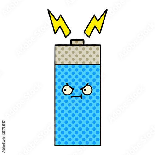 comic book style cartoon battery