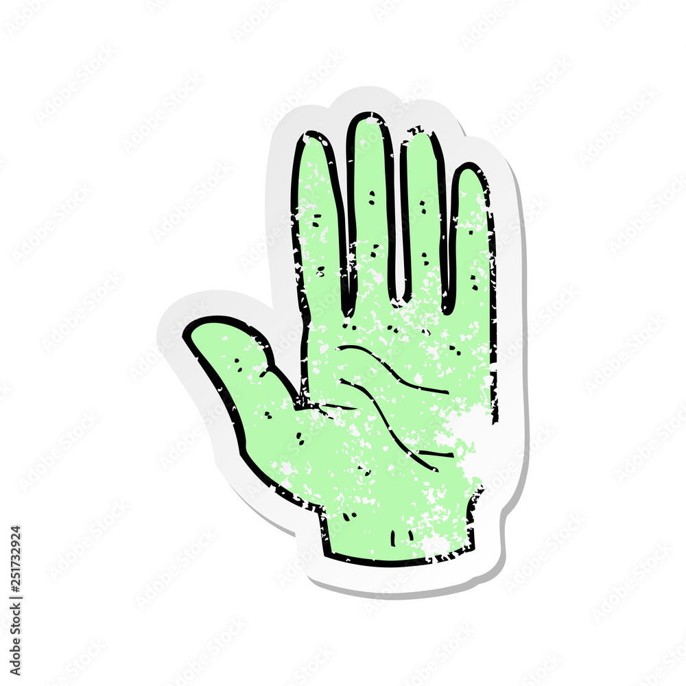 retro distressed sticker of a cartoon zombie hand retro distressed sticker of a cartoon zombie hand