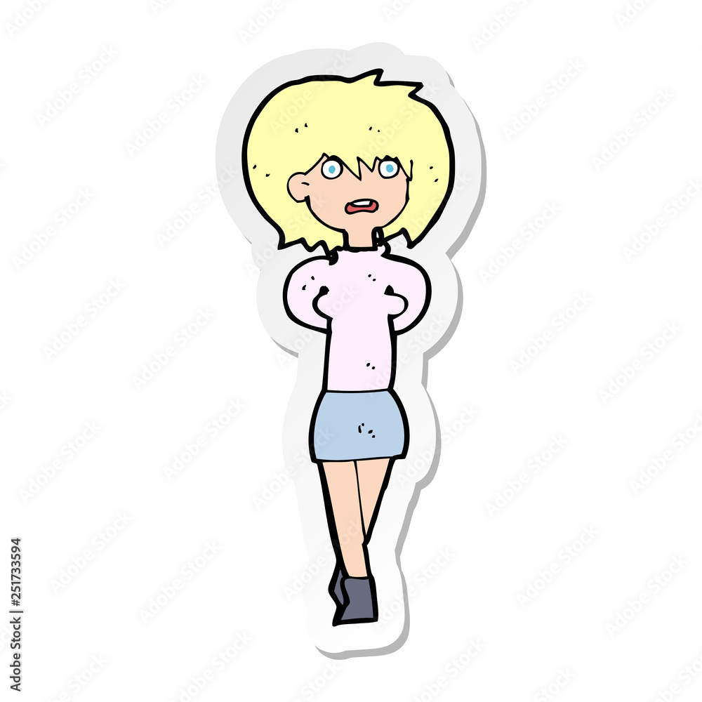 sticker of a cartoon shocked woman sticker of a cartoon shocked woman