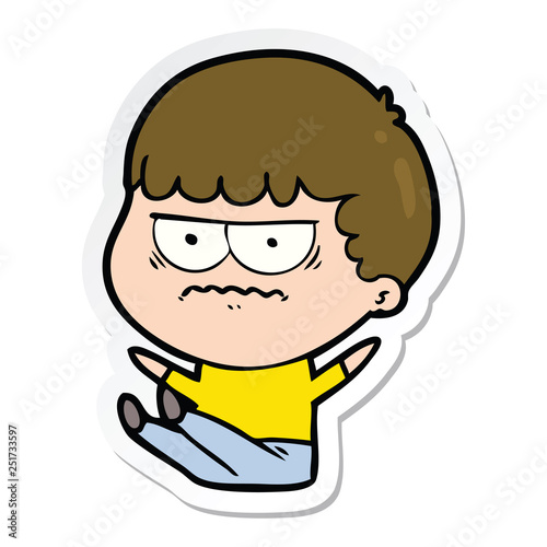 sticker of a cartoon annoyed man