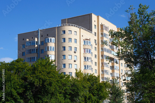 Typical modern residential building in a dormitory area in the territory of the former Soviet Union.
