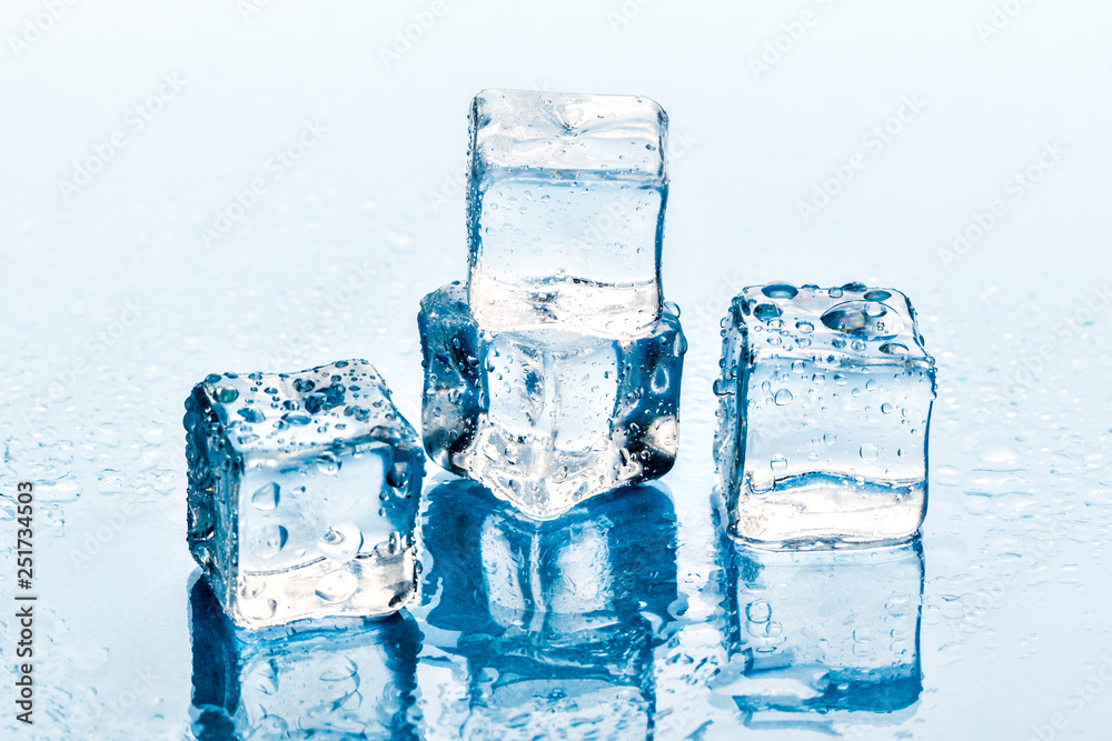 ice cubes on white background.