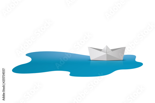 Folder Paper Ship Boat on Sea