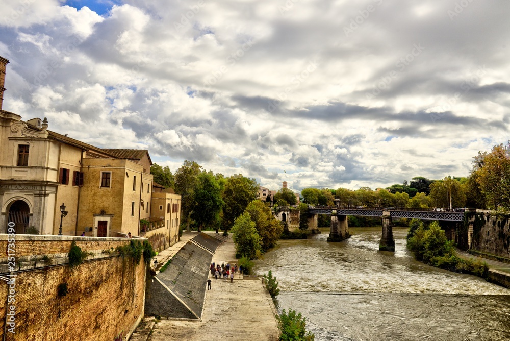 Rome cityscape - River in Rome, Italy, Travel Europe