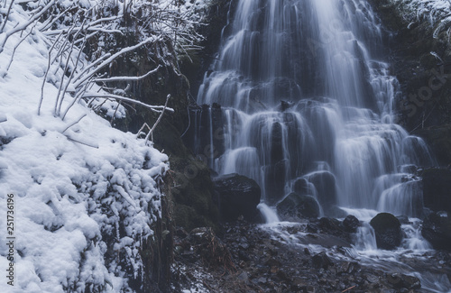 Fairy Falls in the winter time, Columbia River Gorge, Oregon