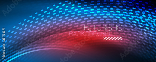 Glowing light particles in dark neon space  magic glow shiny abstract background