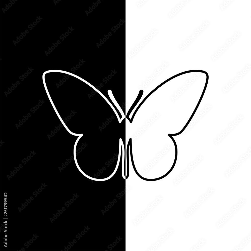 Butterfly silhouettes icon, black and white Butterfly silhouettes icon, black and white