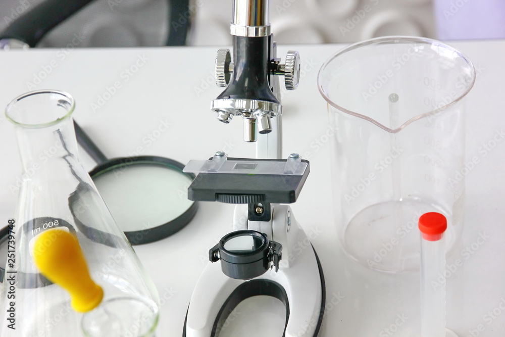 the researcher or scientist or technician equipment on white table in clean room the researcher or scientist or technician equipment on white table in clean room