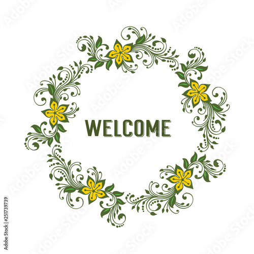 Vector illustration yellow flower frame blooms with invitation welcome hand drawn