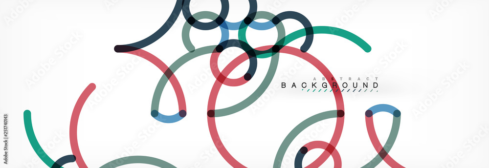 Obraz premium Curly lines abstract background, color overlapping linear texture