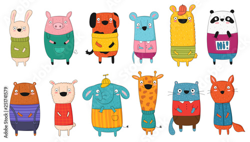 Vector collection of cartoon funny animals