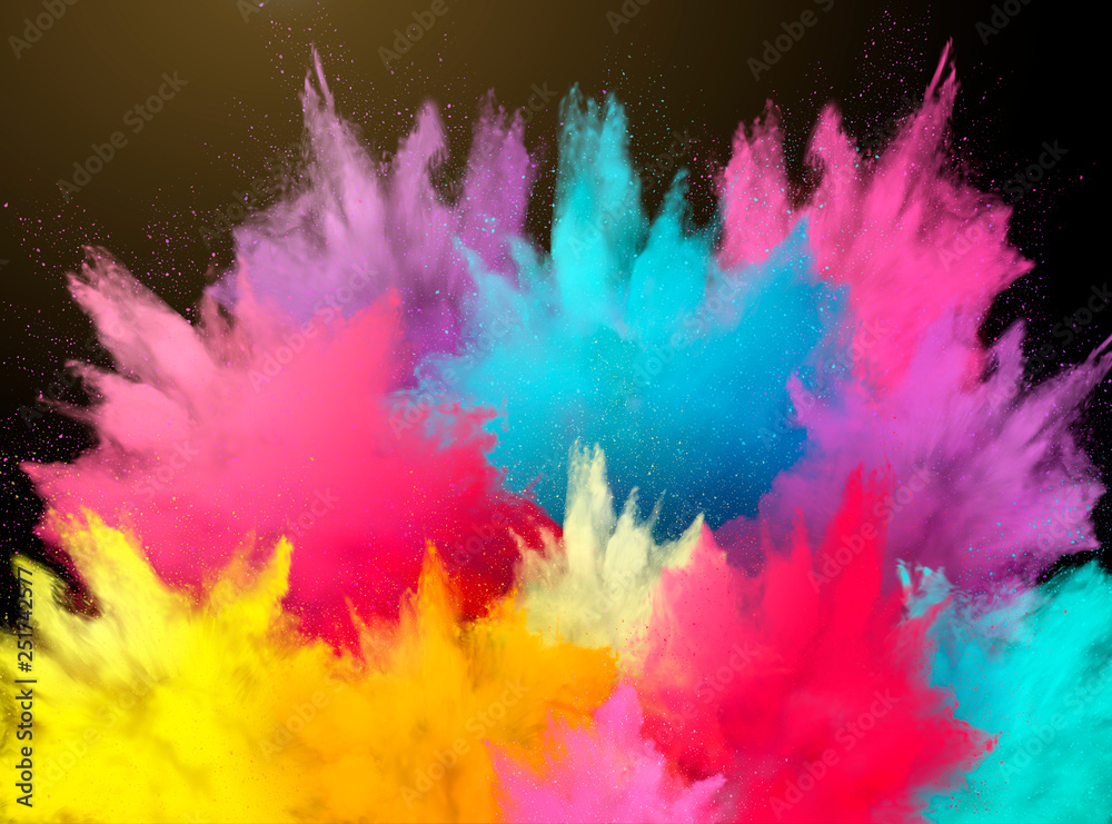 Exploding colorful powder effect