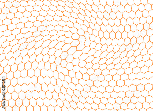 Honeycomb orange wavy background. Vector illustration.