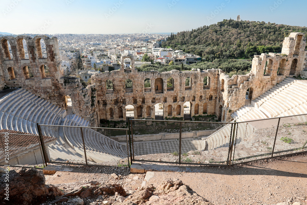 The theater of Herodion Atticus under the ruins of Acropolis, Athens, Greece.