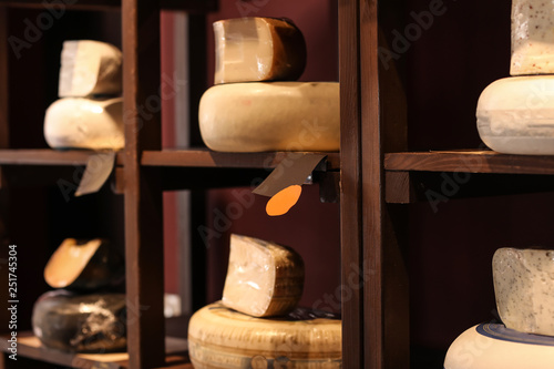 Assortment of tasty cheese ...