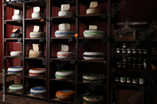 Assortment of tasty cheese ...