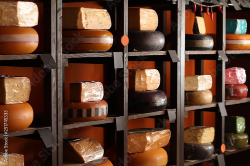 Assortment of tasty cheese ...