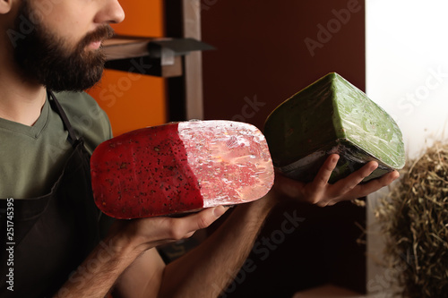 Male seller with delicious ...