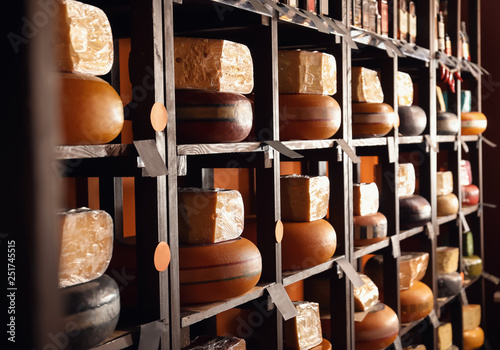 Assortment of tasty cheese ...