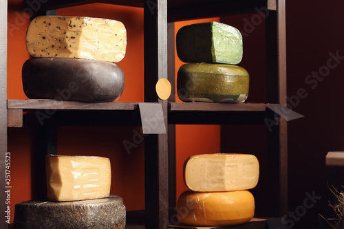 Assortment of tasty cheese ...