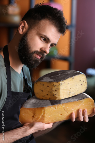 Male seller with delicious ...