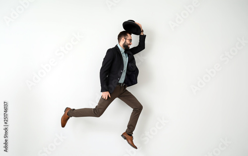 Running young man against l...