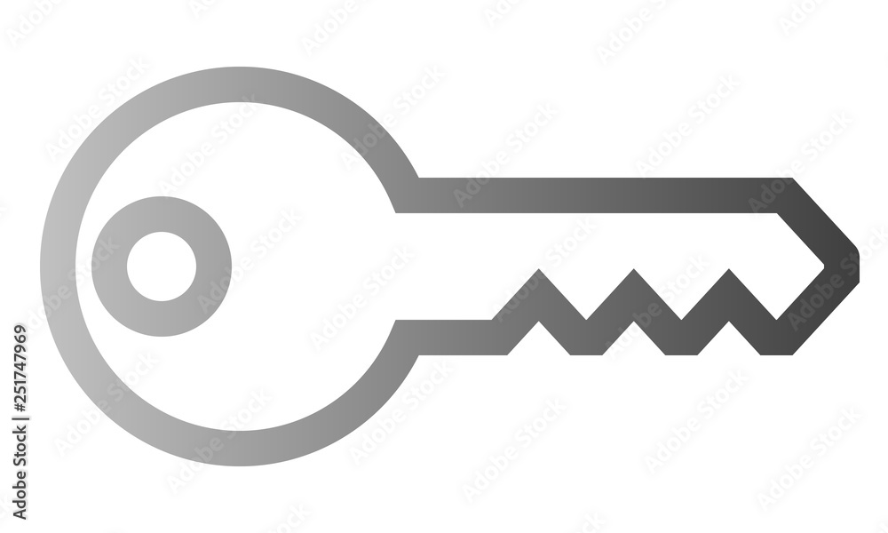 Key symbol icon - red gradient outline, isolated - vector Key symbol icon - red gradient outline, isolated - vector