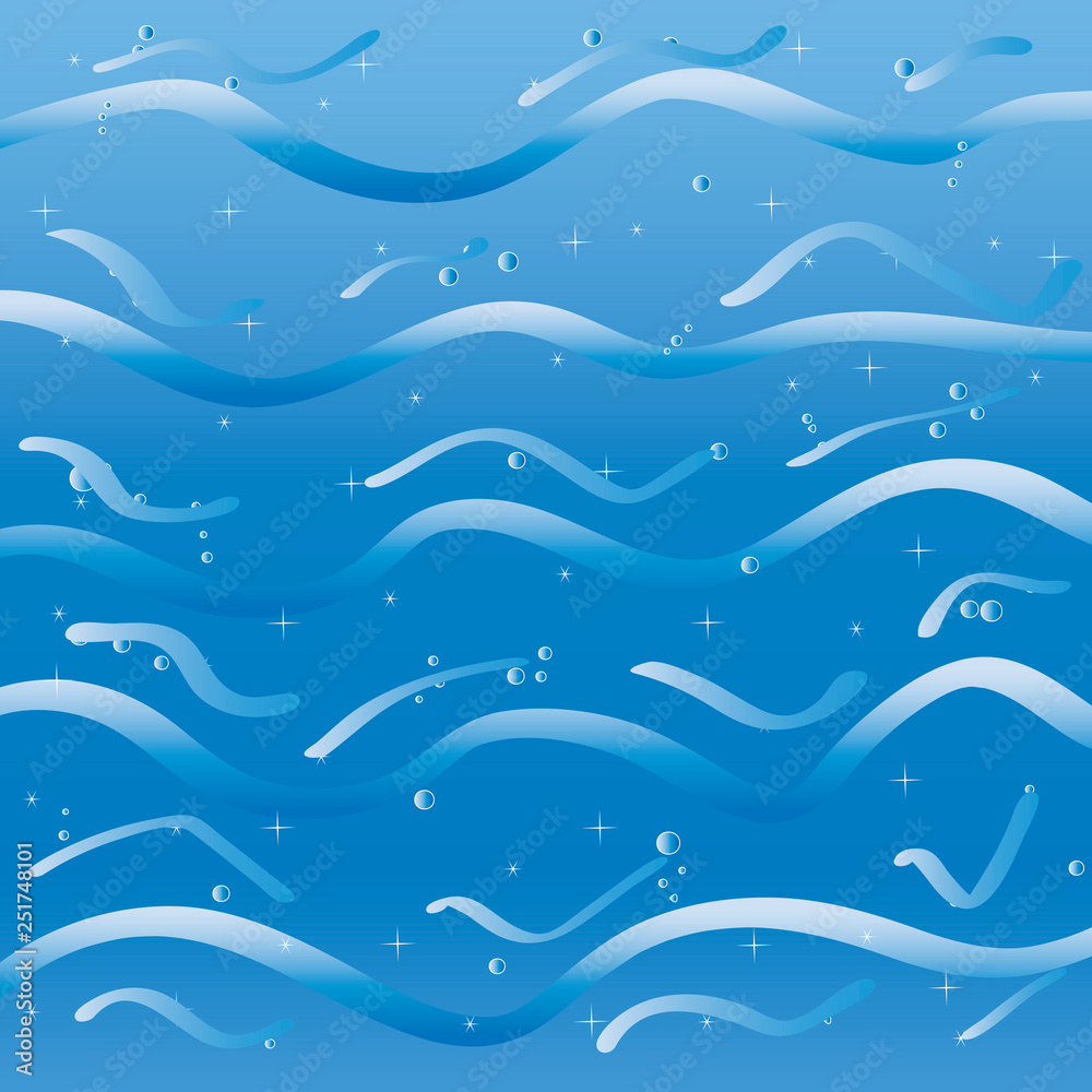 Vector background with ocean and waves.
