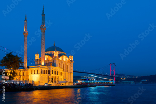 Ortakoy Mosque in Istanbul Turkey at sunset 