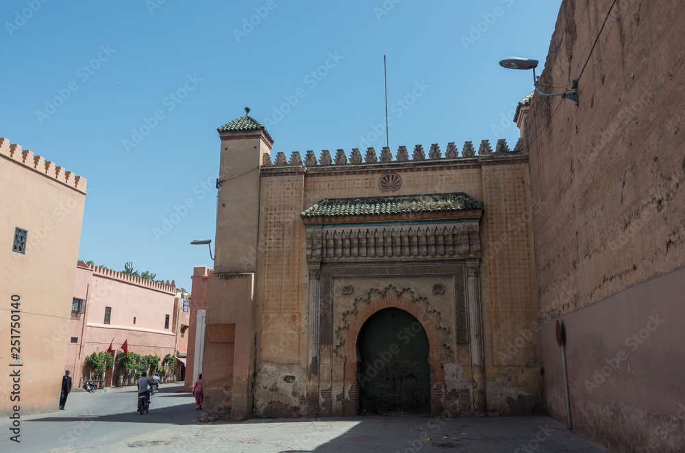 Side entrance to the Royal Palace in Marrakesh, Morocco
